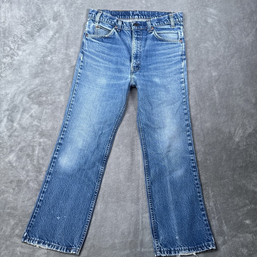 Vintage Levis Jeans Men 34x30 Fits 32x27 Orange Tab 517 Bootcut Made in USA 80s
